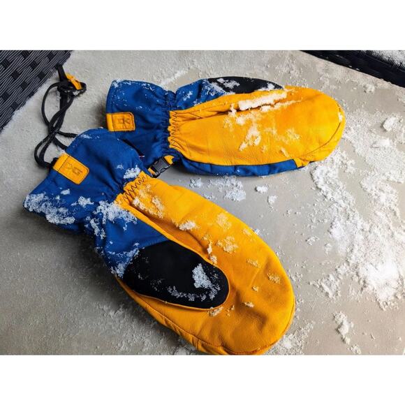 Dakine Leather Ski Snowboard Mittens Size L – Colorado Flag Edition – Blue/Gold - Picture 8 of 8